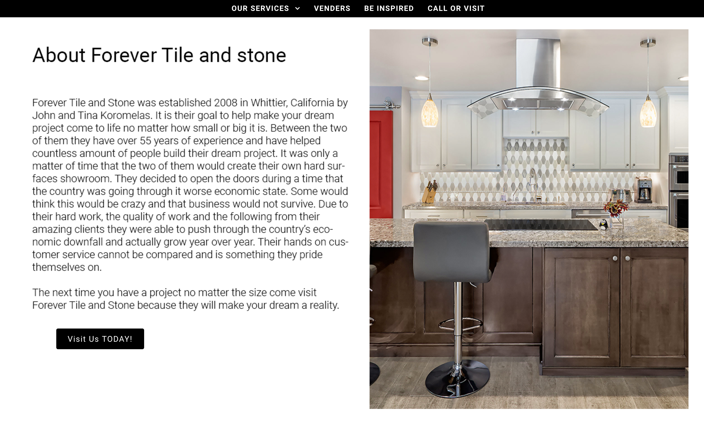 forever tile and stone website build by nick coromelas